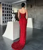 Elegante rote Ballkleider, Spaghetti-Pailletten, Etui-Party-Abendkleider, Schlitz, formelles langes Kleid für besondere Anlässe