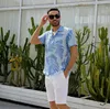 Neue männer Casual Shirts Sommer männer Beachwear Kurzen ärmeln Lose Blatt Drucken Tops Mode Urlaub Stil