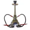 Tour Eiffel Formes Conduites D'eau Narguilés Shisha Verre Bongs Kit Dab Rig Narguilé Recycleur Rigs Double Tube Bar Party Fumer Bongs Hauteur 15.7 "(40cm)