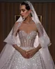 Exquisite Schatz Arabisch Brautkleider Ballkleid Glänzende Perlen Pailletten Spitze Brautkleid Nach Maß Vestido De Noiva
