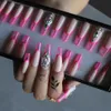 False Nails Pink French Spider Web Gel Luxury Crystal Fasle Nail Ballet Art Press Naked Transparent Artificial Paraffin False Nail 230617