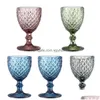 Wine Glasses European Style Embossed Glass Stained Beer Goblet Vintage Household Juice Drinking Cup Thickened Drop Delivery Home Gar Dhh8C