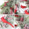 Decorative Flowers Artificial Red Parrot Pine Cones Wreath Home Front Door Decoration Wall Hanging Garland For Christmas Party Day