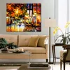 Street Landscape Canvas Art The Windows of Amsterdam Handmade Modern Painting for Family Room Decor