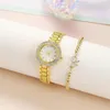 Montres-bracelets de luxe montre pour femme strass ensemble acier pour femme bracelet en métal Quartz dames Bracelet horloge