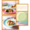 Dinnerware Sets 8 Pcs Disc Nordic Decor Serving Tray Pp Handle Plastic Plate Storage Child Handheld Fruit