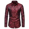 Camisas casuais masculinas gravata alta manga longa de seda para homens terno vestido outwear masculino fino jacquard casamento floral paisley dourado azul vermelho alta qualidade