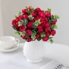 Bouquet de roses séchées en soie, 15 têtes, fleurs artificielles, aménagement de scène de mariage, fausses fleurs, salon, bureau, noël, accessoires de décoration pour la maison