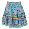 Kjolar boho bohemian mode kvinnor avslappnad lös mini sundress sommar strand semester 2023 söta kvinnliga ruffles kort flicka