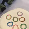 Klusterringar mode multicolor lampwork glas frö pärlor elastiska stretch pärlstav kvinnliga fingerring för kvinnliga smycken gåvor 2 cm dia.