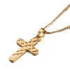 Pendant Necklaces 24K Gold Color Classic Cross Necklace Jesus Women Trendy Jewelry