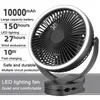 FANS MINI Taşınabilir Elektrik Fan 10000mAh Pil USB Şarj Edilebilir Kamp Tavan Klipsi LED Masa Lambası Hava Soğutma Ventilador