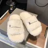 Luxo Slides Paris Designer Homens Mulheres Chinelos Senhoras Lã Inverno Pele Fofo Peludo Letras Quentes Sandálias Confortáveis Fuzzy Girl Flip Flop Slipper 35-45