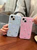 Nueva moda de diseñador a rayas a cuadros Love Diamond-mesh letras tridimensionales para iPhone 14 13 12 Pro 11 14 funda blanda anticaída