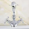 Bathroom Sink Faucets Dolphin Style Polished Chrome Brass Deck Mounted Basin Faucet Vessel Water Mixer Tap