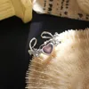 Klusterringar bettyue hjärtform ring rosa färg kubik zirkonia party smycken finger ornament flickvän gåva vardagslitage tillbehör