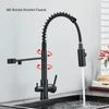 Bathroom Sink Faucets Drinking Water Kitchen Faucet Black Brass Tap With Filter 360° Rotate Mixer Dual Mode 230616