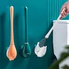 Toilet Brushes Holders Bathroom Cleaning Brush Set Silicone Head WallMounted Automatic Opening Closing No Dead Corner Wash Tools 230616