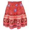 Kjolar boho bohemian mode kvinnor avslappnad lös mini sundress sommar strand semester 2023 söta kvinnliga ruffles kort flicka