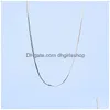 Correntes Genuine Real Pure Solid 925 Sterling Sier Chain Colar Men Women Snake Jóias Masculino Feminino 0,7 mm Collier Collier Drop Del Dhlqi