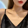 Correntes 2023 Trendy Women Super Fairy Zircon Moon Colar Niche Ins Titanium Steel Flash High-End Light Luxury Clavicle Chain