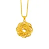 Femmes pendentif chaîne mode rétro paon Design réel or 18 carats couleur cercle rond fleur en forme de bijoux cadeau