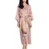 Femmes Vêtements De Nuit Femmes Satin Kimono De Mariage Demoiselles D'honneur Robe Dames V Cou Demi Manches Robe De Chambre Longue Élégante Chemise De Nuit Dhq0M