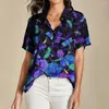 Kvinnors blusar Kvinnors blus Dragonfly Gradient 3D Tryckt Hawaiian skjorta Elegant Casual Top Summer Y2K Plus Size for Female