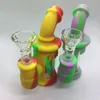 Colorful Silicone Mini Bong Kit Portable Removable Easy Clean Waterpipe Bubbler Pipes Dry Herb Tobacco Filter Handle Funnel Bowl Handpipes Holder DHL