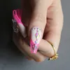 Unhas postiças gel de teia de aranha francês rosa luxo cristal fasle arte de balé imprensa nua transparente parafina artificial unha postiça 230617