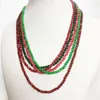 Chains 4MM Faceted Sapphire Emerald Ruby Jade Necklace Natural Stone Handmade Bohemia Collier Femme Jewelry Gift Simple Strand Choker