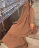 Etnik Giyim 2 Parça Set Üstleri ve Etek Kaftan Müslüman Moda Kadınlar Abaya Elbiseleri Eid Dua Amerikan Türk Afrikalı Hicab ile