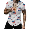 Men's Casual Shirts 4th Of July Men's Short Sleeve Shirt American Flag 3d Printing Blouses Button Lapel Summer Independence Day Blusas