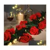 Décoratif Fleurs Couronnes Beautif Soie Artificielle Rose De Mariage Maison Table Décor Long Bouquet Organiser Faux Plante Saint Valentin Pr Dhdr1