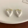 Stud Earrings Fashion High-end Luxury White Drip Glaze Love-Heart For Women Girls Exquisite Trend 2023 All-match