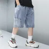 Jeans Boys Shorts Summer Children Thin Denim Pants Kids Loose Outside Wear Teenage Casual Cargo 230616