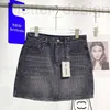 Skirts designer new high waist full of diamonds flash A-shaped hip wrapped jeans skirt dark grey for women 05UU