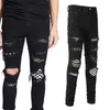 Designer Clothing Amires Jeans Denim Pants Amies 8538 Fashion Brand High Street Broken Jeans Mens 2022 Summer Checker Patch Fashion Slim Pants Distressed Ripped