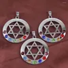 Hänghalsband xinshangmie silverpläterad stjärna av David Round Amulet Protection Shield Reiki 7 Crystal Rhinestone Chakra Charms smycken