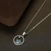 Pendant Necklaces Christmas Day Cute Small Snowflake Round For Women Silver Color Aqua Blue Zircon Wedding Choker Party Jewelry