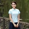 Etniska kläder överdimensionerade kvinnor satin skjorta kinesisk stil damparty qipao blus sommar kort ärm hanfu vintage smal tang topp 3xl
