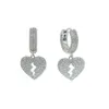 Oreille Manchette Coeur Dangle Charm Hoop Boucles D'oreilles Pour Hommes Femmes Iced Out Bling Hip Hop Géométrique Suspendus CZ Charm Boucles D'oreilles Bijoux 230617