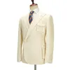 Costumes pour hommes 2023 manteau Design Beige pour hommes veste pantalon 2 pièces côté droit bouton ensemble robe fête garçon d'honneur mariage