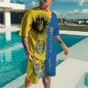 Men's Tracksuits Summer Ukraine National Emblem 2 Piece Sets Tracksuit Men's Oversized Clothes Beach Style 3D Printed Men Suit Tshirt Shorts 230617