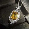 Colares com Pingente CAOSHI Lindo Colar de Temperamento Feminino Brilhante Amarelo Cristal Pedra Acessórios Aniversário Chique Jóias