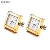 Cuff Links Lepton Functional Watch Cufflinks For Men Square Real Clock Cuff links With Battery Digital Mens Watch Cufflink Relojes gemelos 230617