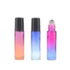 Dégradé de couleurs Flacons à bille en verre pour huiles essentielles de 10 ml avec billes en acier inoxydable et bouchons en plastique noir Flacons à bille Rtdur