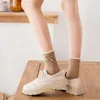 Women Socks 2023 Autumn Product Bubble Edge Bowknot Lady Middle Stockings Cute Student 3 أو 6 أزواج / حزمة