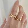 Sieraden cadeau vergulde eenvoudige dubbele holle ontwerp open vinger ring voor vrouwen geometrische charme accessoire