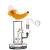 Bongs de vidro exclusivos Bongs 14mm Tubos de água articulados femininos 7 polegadas Forma de banana Ash Catcher Hookahs Inline Matrix Showerhead Perc com tubo e tigela de queimador de óleo de vidro